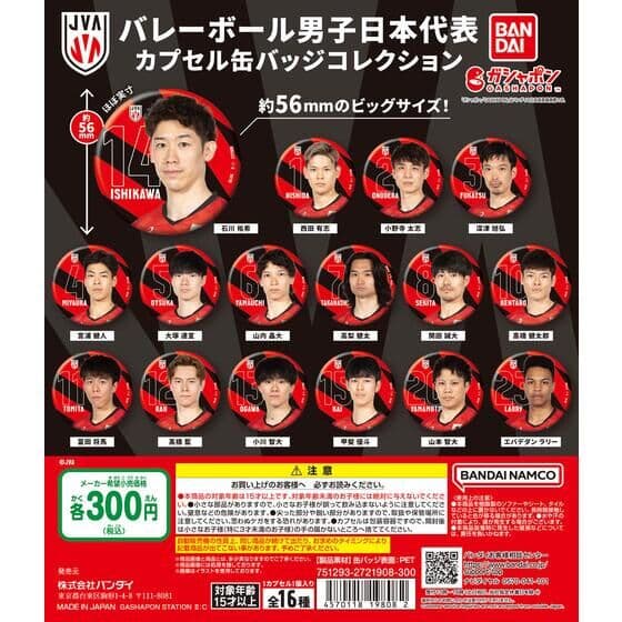 バレーボール男子日本代表 カプセル缶バッジコレクション